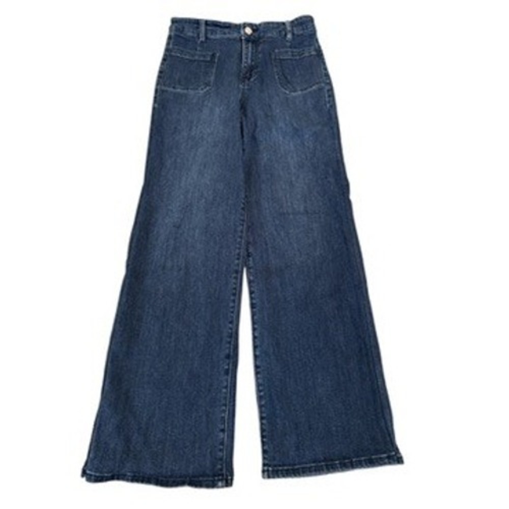 Jason Wu Wide Leg High‎ Rise Patch Pocket Denim Jeans Size 8 Retro 70's Style